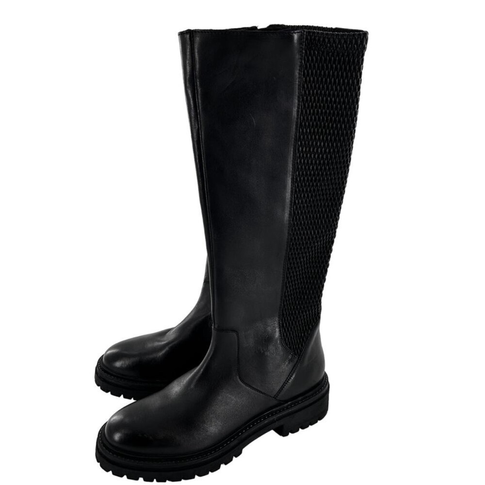 Geox Iridea Black Leather Lug Sole Boots Size 37 Women’s Designer Comfort - Picture 8 of 9